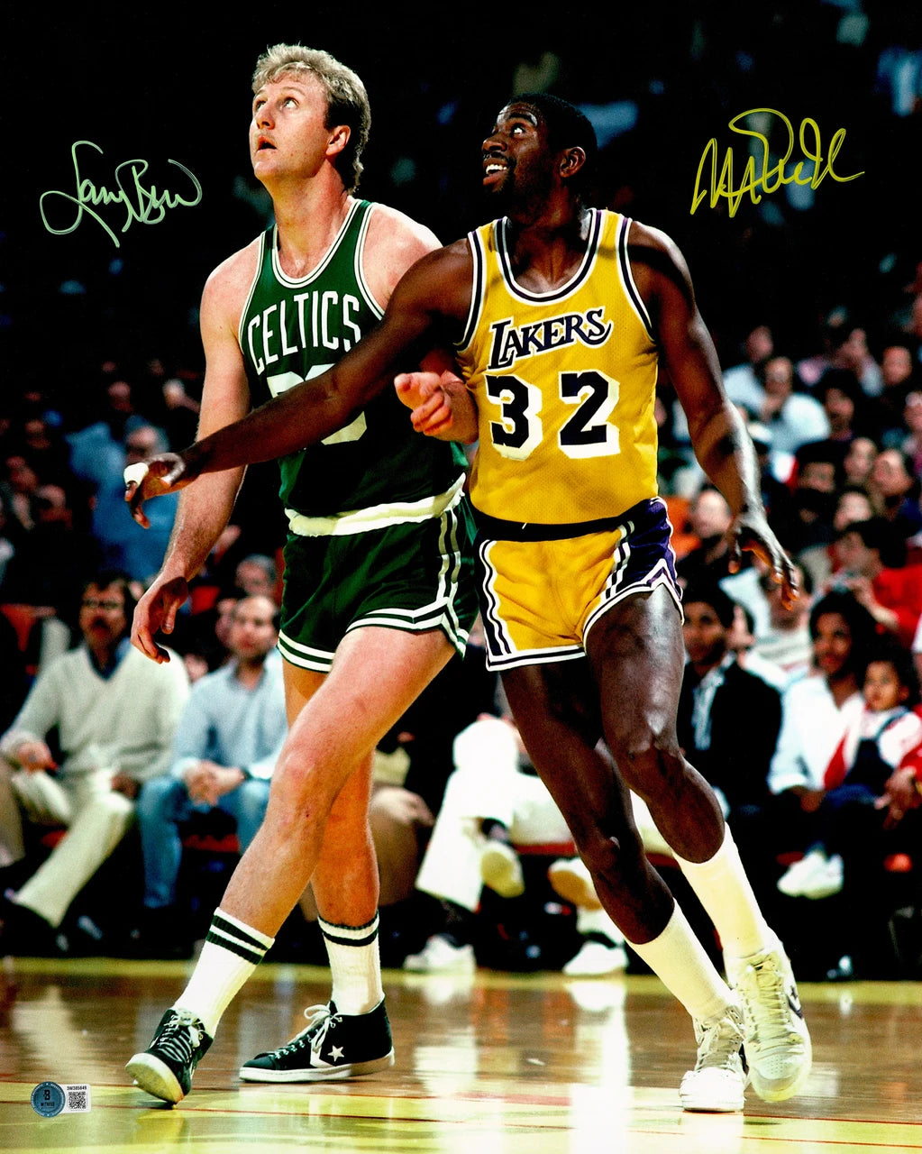 Larry Bird & Magic Johnson Signed Framed 16x20 Photo - Beckett
