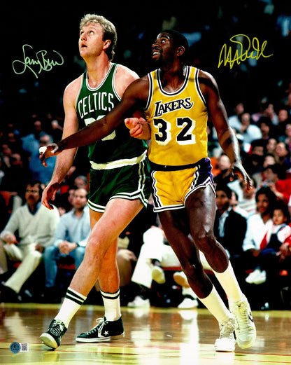Larry Bird & Magic Johnson Signed Framed 16x20 Photo - Beckett