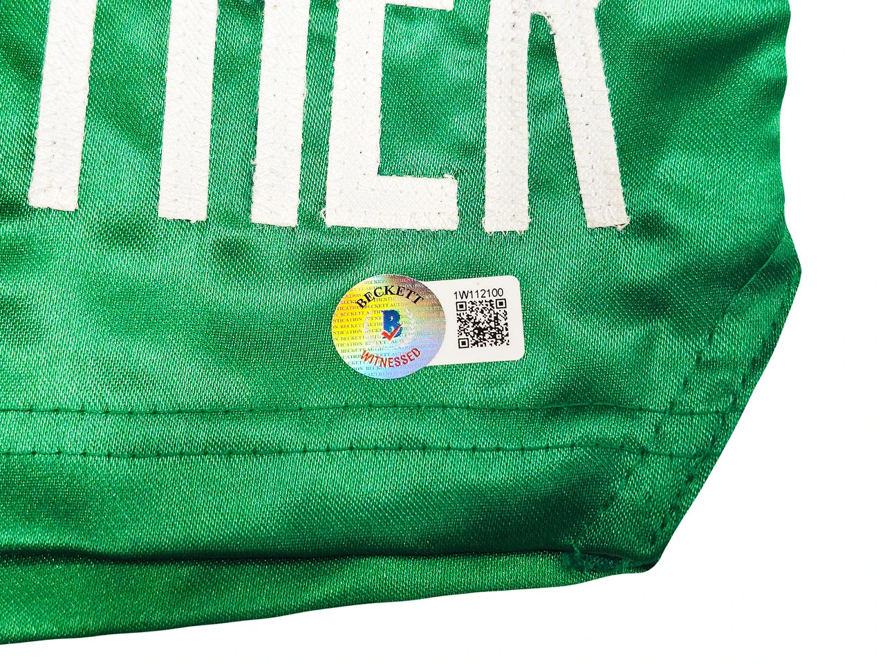 Floyd Mayweather Jr. Signed Green Boxing Trunks - Beckett