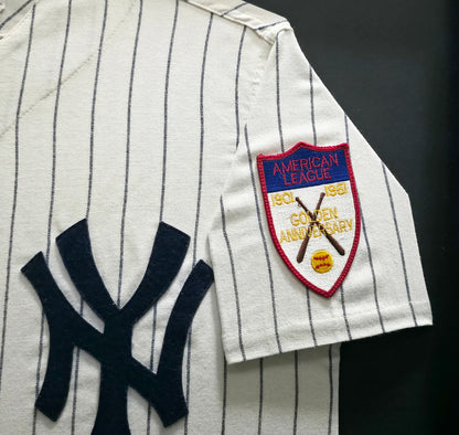 Mickey Mantle Signed Pinstripes Mitchell & Ness AL 50th Anniversary New York Yankees  Jersey - Beckett