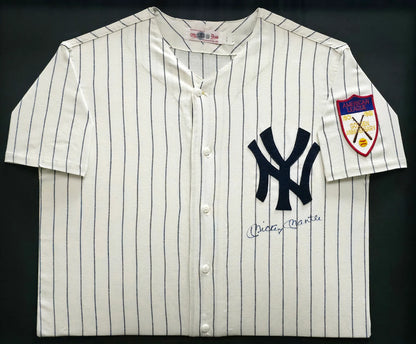 Mickey Mantle Signed Pinstripes Mitchell & Ness AL 50th Anniversary New York Yankees  Jersey - Beckett