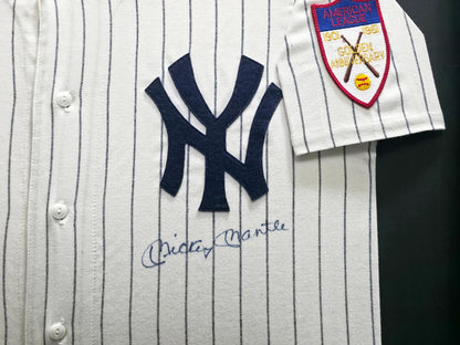 Mickey Mantle Signed Pinstripes Mitchell & Ness AL 50th Anniversary New York Yankees  Jersey - Beckett