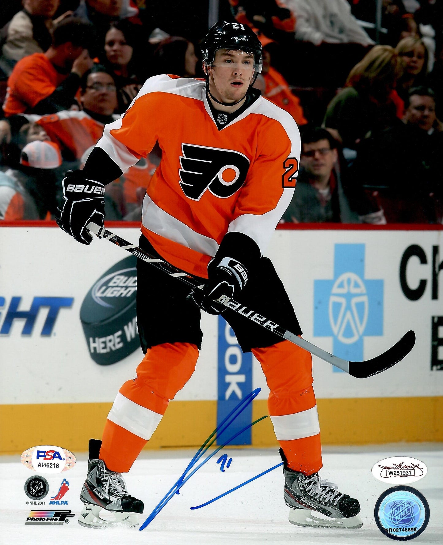James Van Riemsdyk autographed signed 8x10 photo NHL Philadelphia Flyers PSA COA