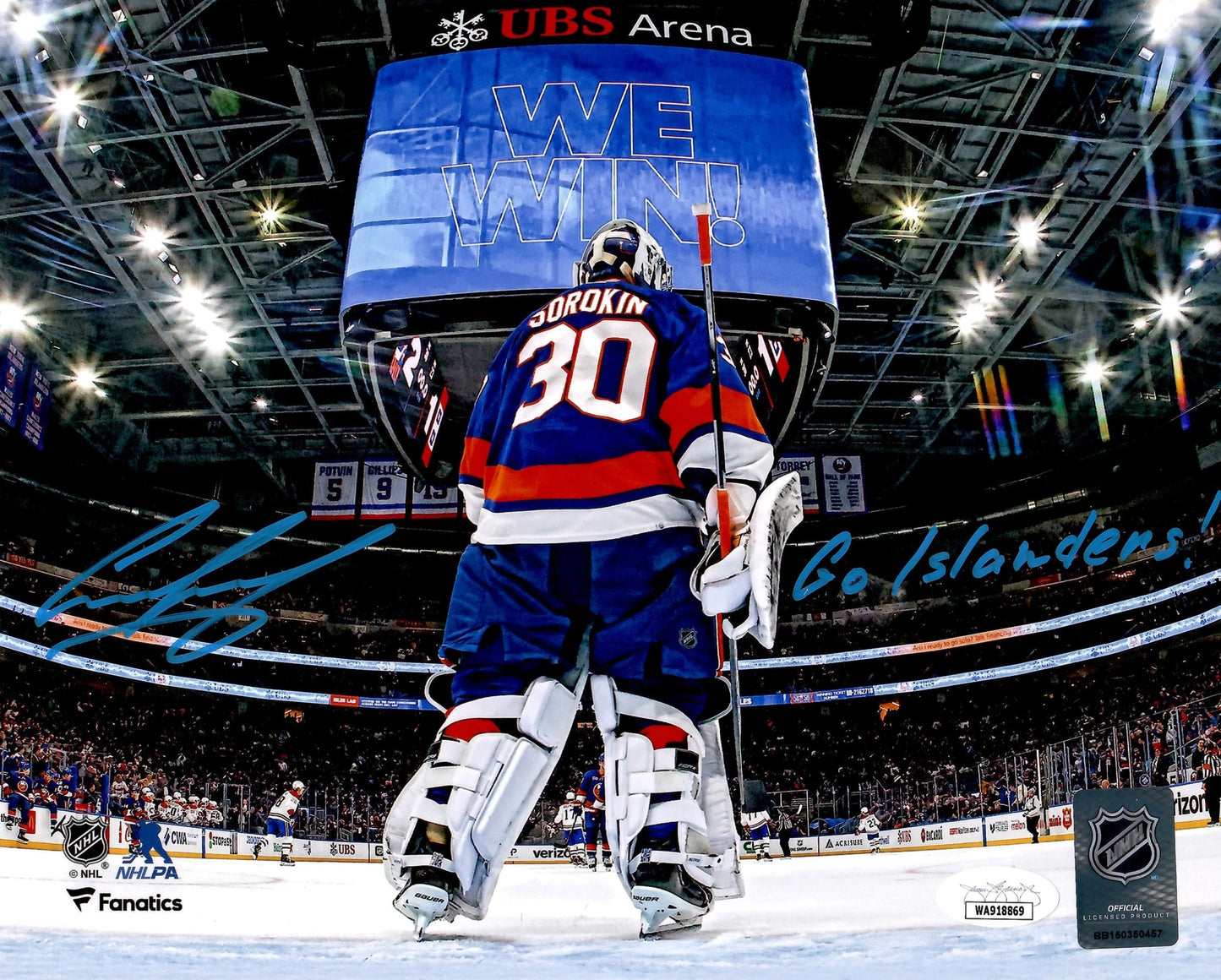 Ilya Sorokin signed inscribed 8x10 photo NHL New York Islanders JSA COA