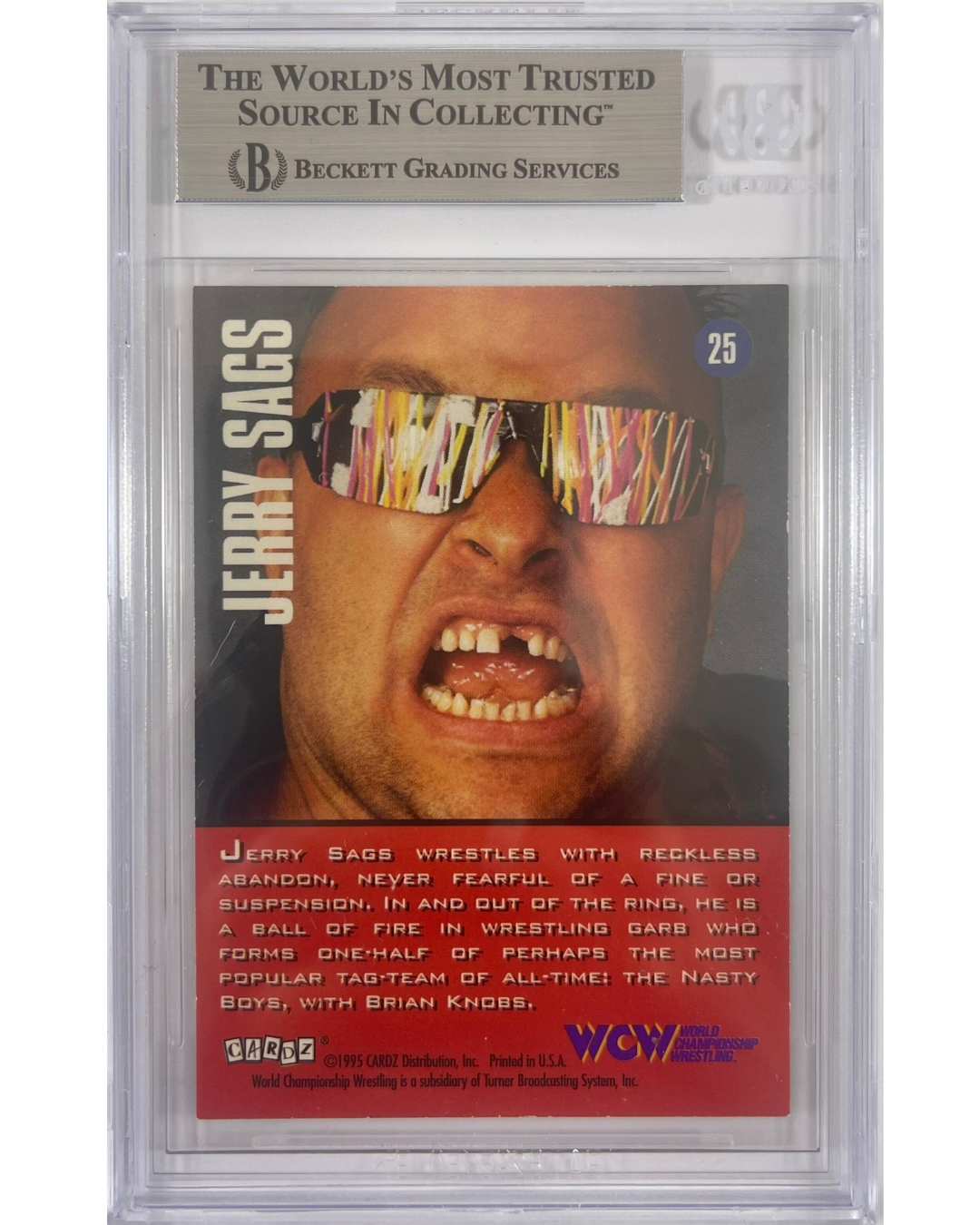 WWE WCW Nasty Boys Jerry Sags Autographed Signed CARDZ Card #25 1995 BAS Encapsulated