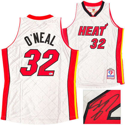 Shaquille Shaq O'Neal Signed Mitchell & Ness 2005-06 HWC Swingman NBA 75th Anniversary Platinum Miami Heat Jersey - Beckett