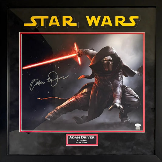 Adam Driver Signed Suede Framed 16x20 Star Wars Photo - JSA