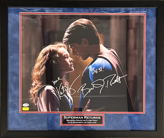 Brandon Routh & Kate Bosworth Signed Framed 16x20 Superman Returns Photo - JSA