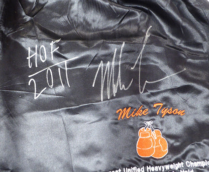 Mike Tyson Signed Black Trunks "HOF 2011" - Beckett