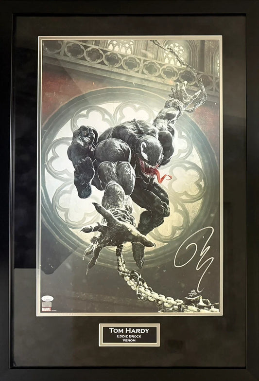 Tom Hardy Signed Suede Framed 16x24 Venom Giclee Art Piece - JSA