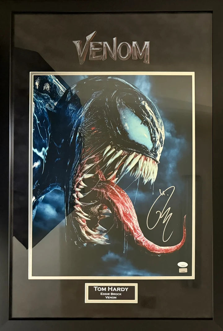 Tom Hardy Signed Suede Framed 16x20 Venom Photo - JSA