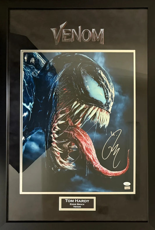 Tom Hardy Signed Suede Framed 16x20 Venom Photo - JSA