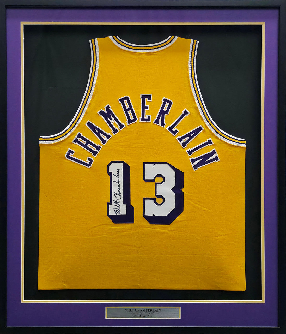 Wilt Chamberlain Signed Framed Los Angeles Lakers  Jersey -JSA