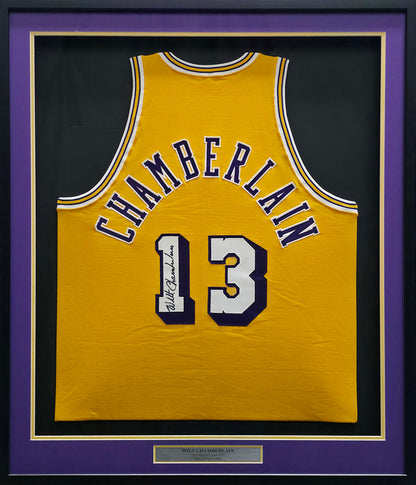 Wilt Chamberlain Signed Framed Los Angeles Lakers  Jersey -JSA
