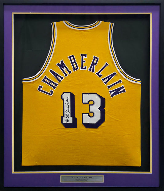 Wilt Chamberlain Signed Framed Los Angeles Lakers  Jersey -JSA