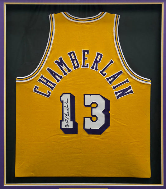 Wilt Chamberlain Signed Framed Los Angeles Lakers  Jersey -JSA