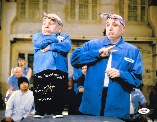 Verne Troyer Autographed Inscribed 11x14 Austin Powers Movie Scene PSA