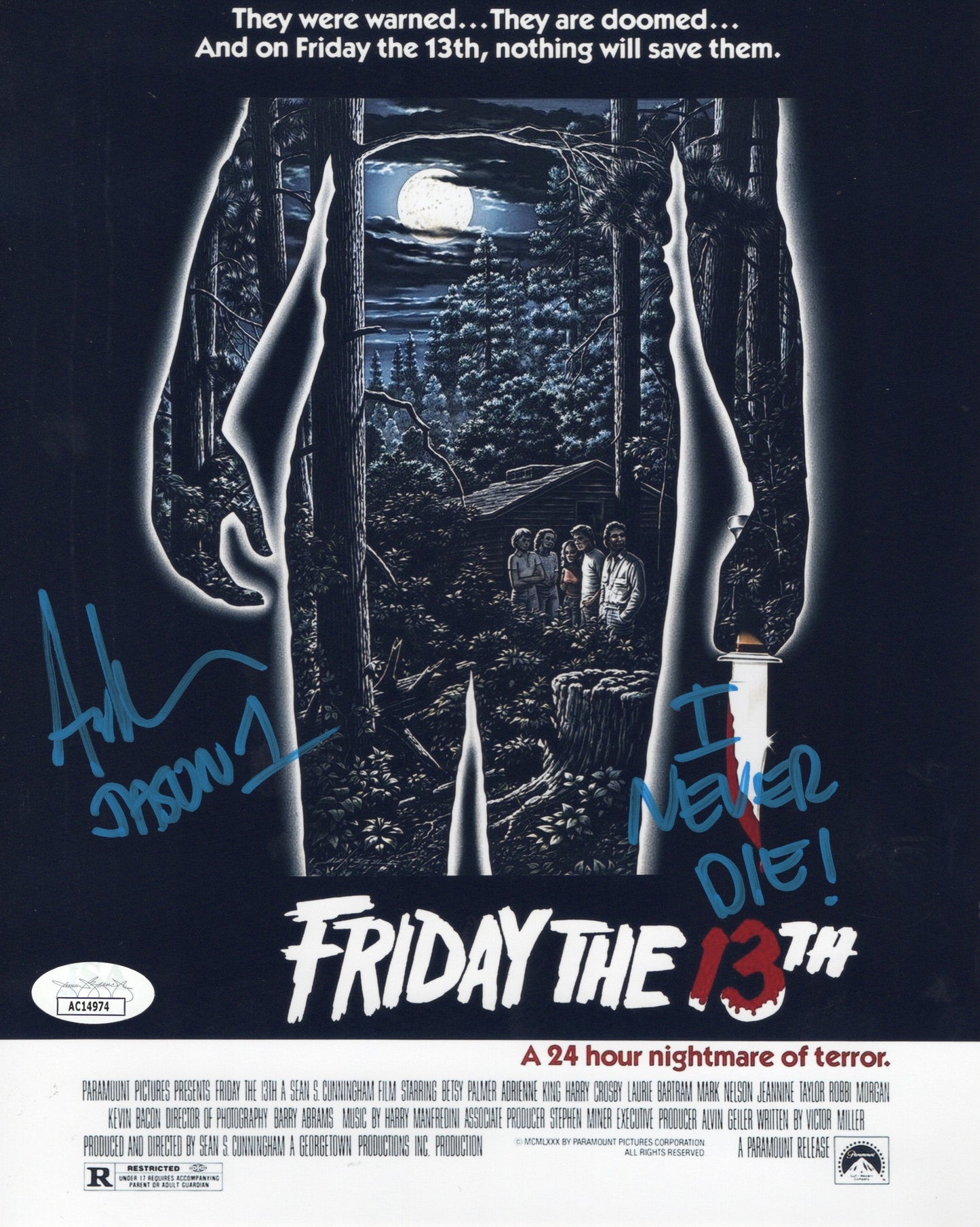 Ari Lehman signed inscribed 8x10 photo Jason Voorhees Friday The 13th JSA COA